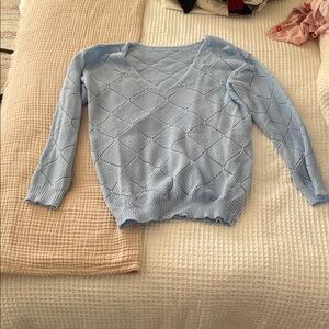 Light Blue V-Neck Women's Sweater